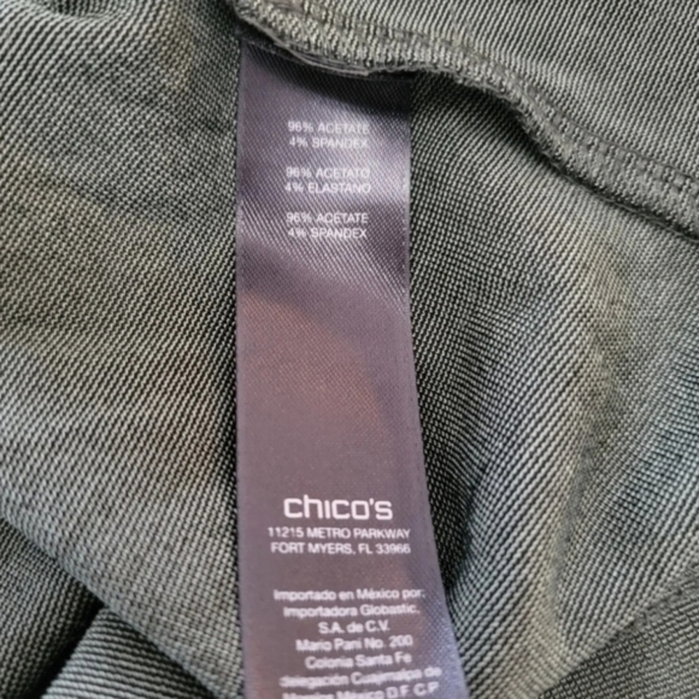 Traveler's by Chico's green sleeveless cardigan gold zipper accent size 2 or lg - Picture 5 of 6